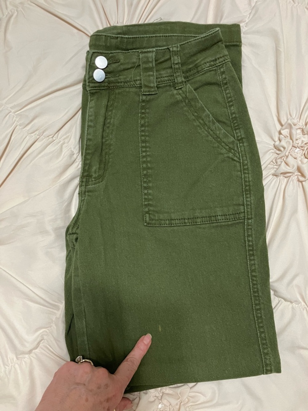 Olive Green High-Waist Pants